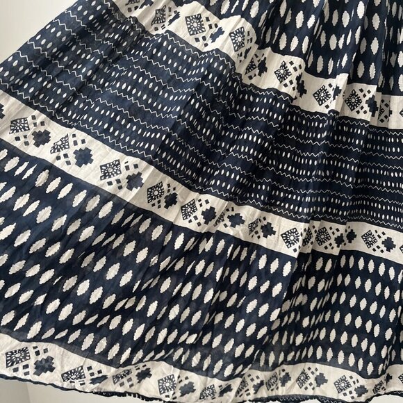y2k 2000s blue hippie print crinkle broom skirt elastic flowy summer 3X - Picture 3 of 4